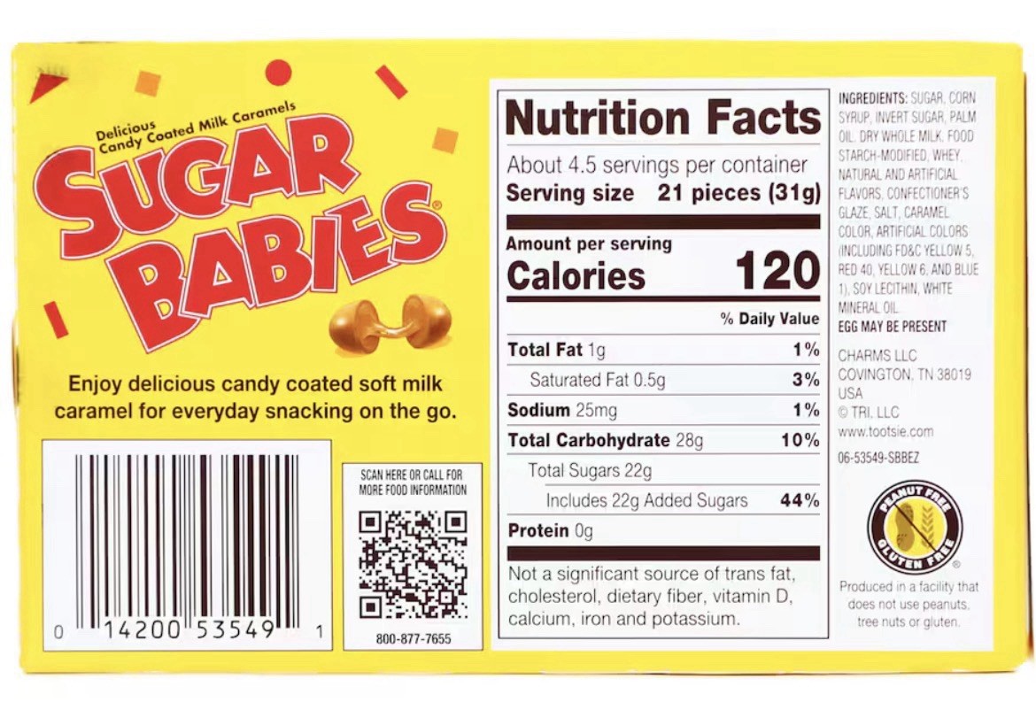 Sugar Babies Soft Milk Caramel Candy 83 Pieces 5 oz Box Peanut Free Gluten Free