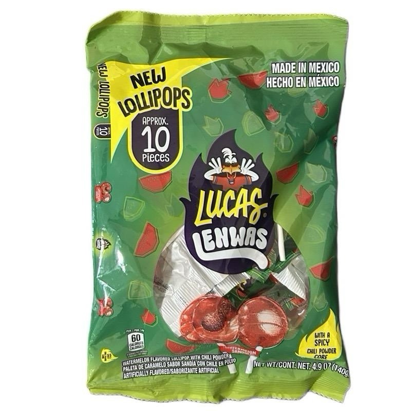 Lucas Lenwas Lollipop Mango Or Watermelon Flavor – 10 Pieces With Chili
