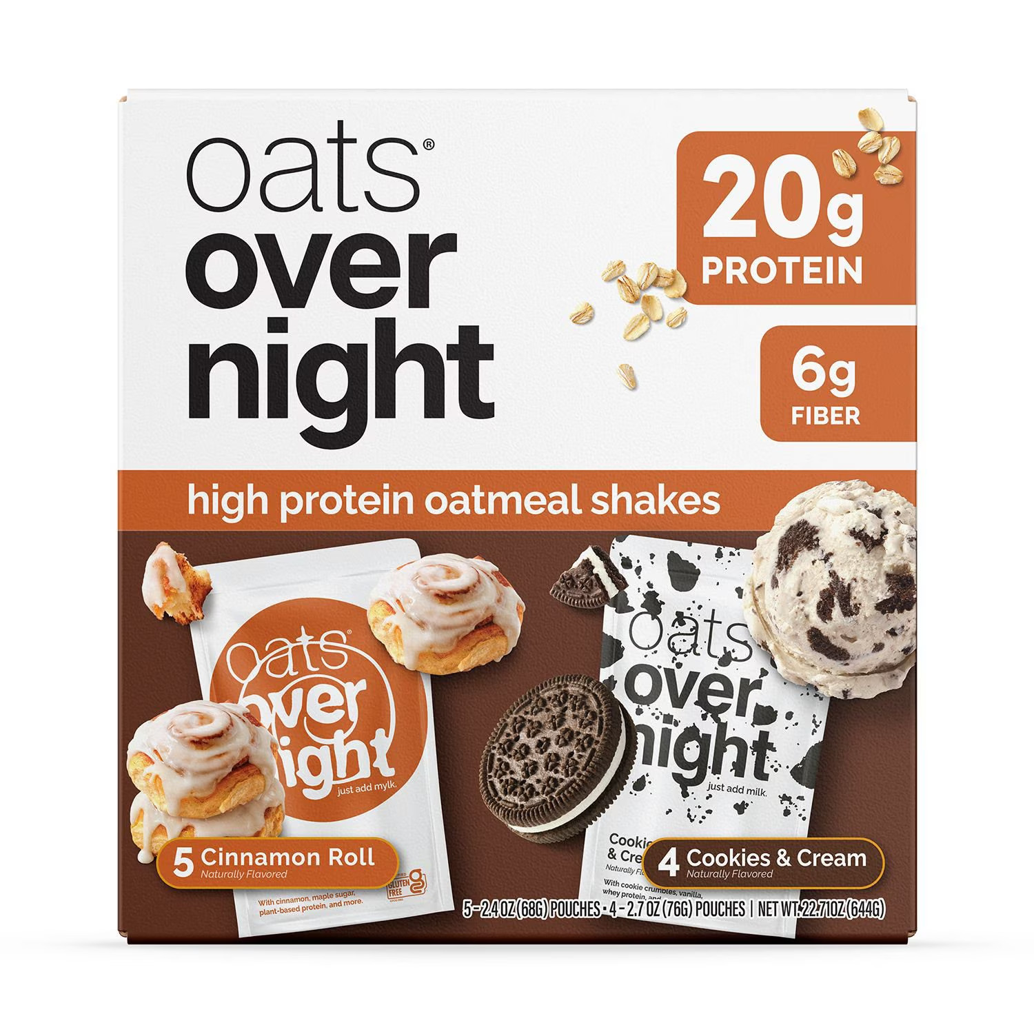 Oats Overnight High Protein Oatmeal Shakes, Variety Pack, 9 ct. FREE SHIPPING!!!