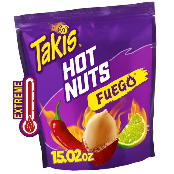 Takis Fuego Hot Nuts 15.02 oz Sharing Size Resealable Bag,