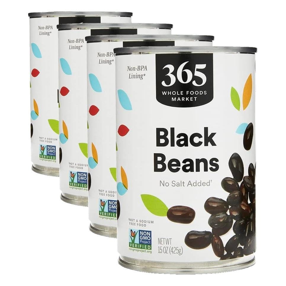 Unsalted Black Beans – 15oz Pack of 4 | Low Sodium & Preservative-Free
