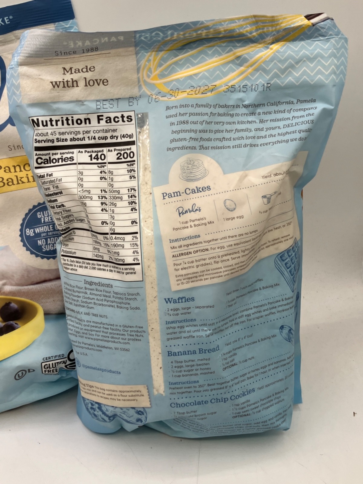 2 Pack Pamela’s Gluten-Free Pancake and Baking Mix 4 lb ea BB 06/30/2027