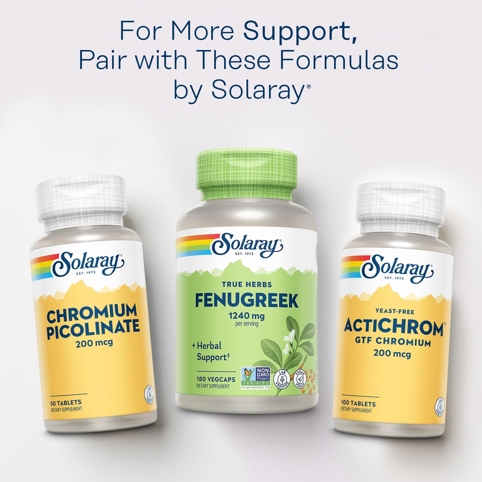 SOLARAY Fenugreek Seed Supplement for Men & 180 Count (Pack of 1), No Color