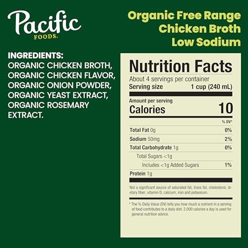 Caldo De Pollo Organico De Corral, Bajo En Sodio, 32 Oz (Paquete De 12)