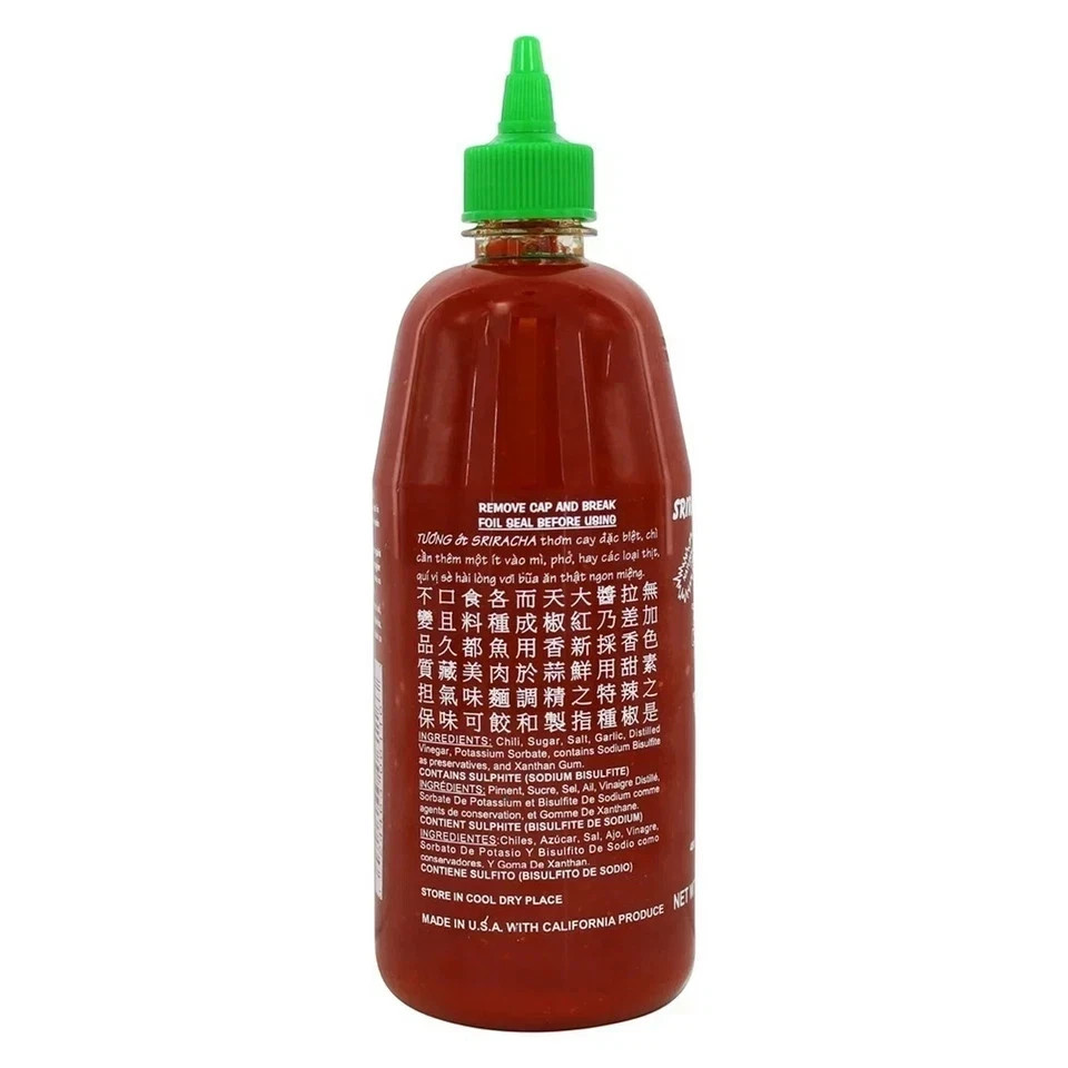 Huy Fong foods, sriracha hot chili Sauce bottle, large 28oz (793g)