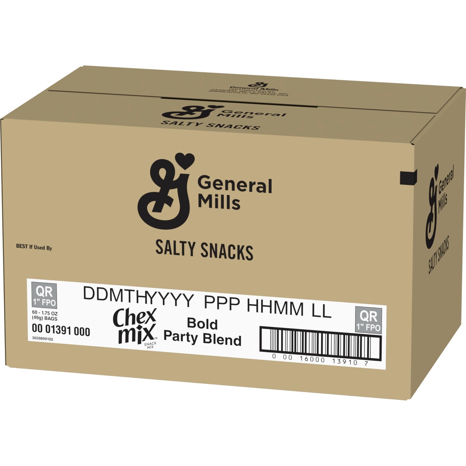 Bold Party Snack Mix, Chex Mix Variety Pack, 1.75 Oz, 60 Count – Perfect for Par
