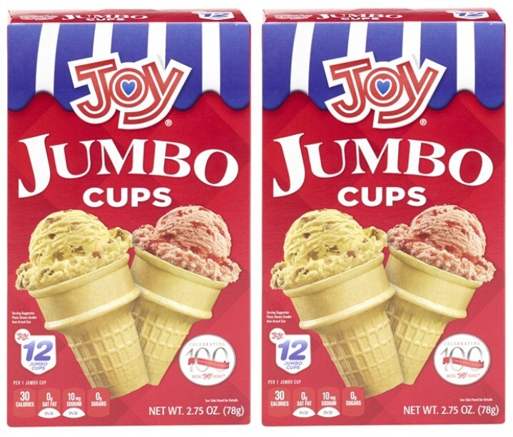 Joy Jumbo Ice Cream Cone Cups Crispy Wafer, 12 Ct. (2 Boxes)
