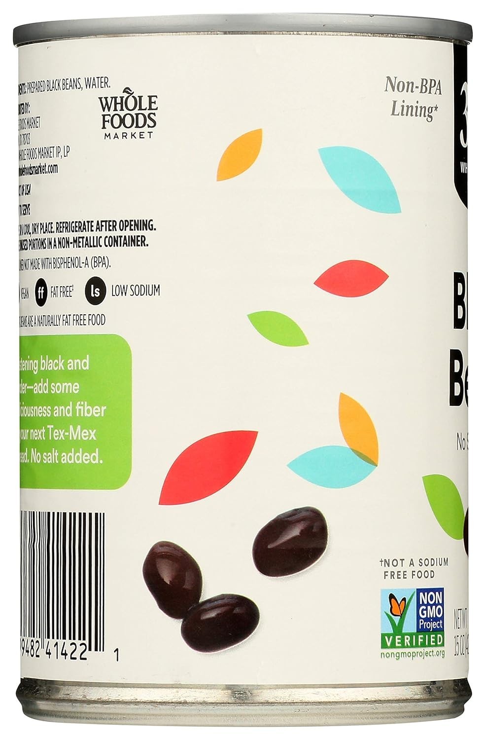 Unsalted Black Beans – 15oz Pack of 4 | Low Sodium & Preservative-Free