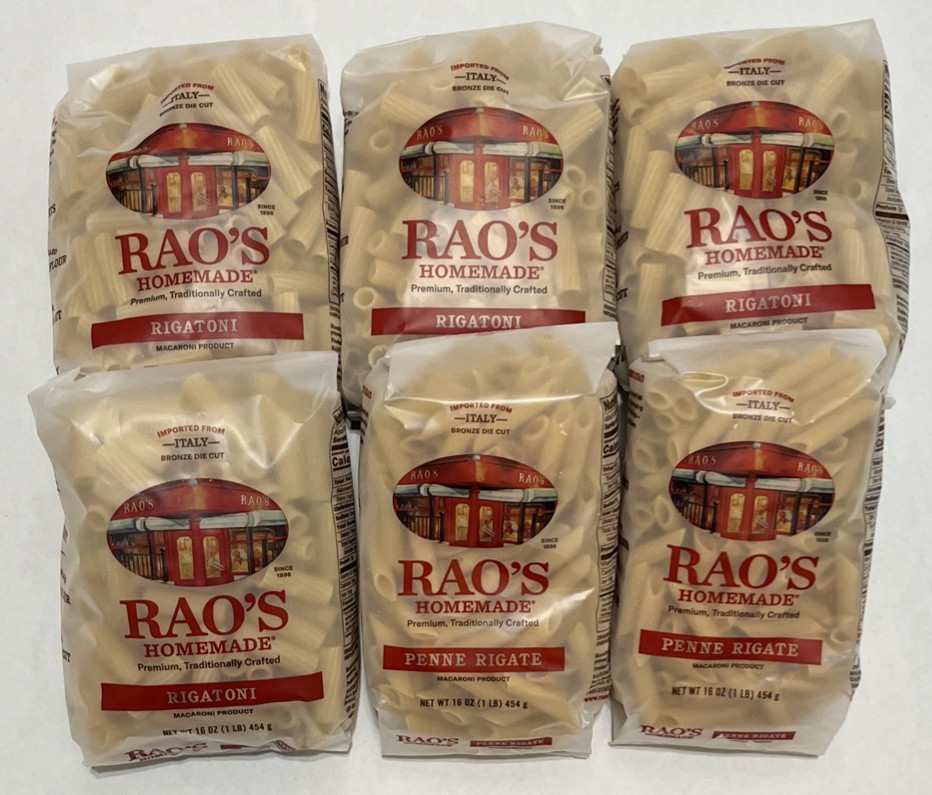 6 Pack (6 lbs) RAO’S Homemade Rigatoni (4) & Penne Rigate (2) Pasta 16 oz Each