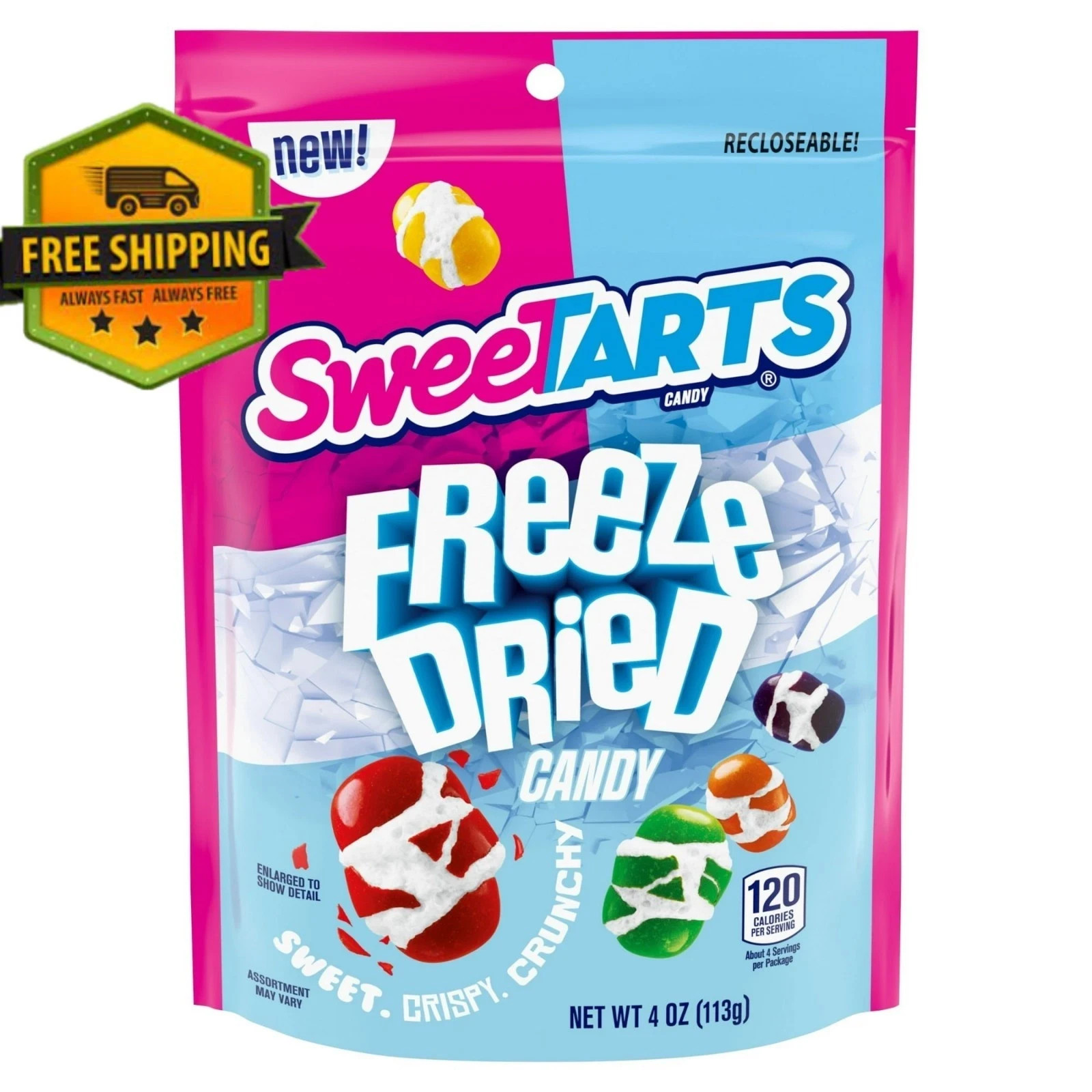 SweeTARTS Freeze Dried Candy, fruity flavored, in a 4.0 oz recloseable bag