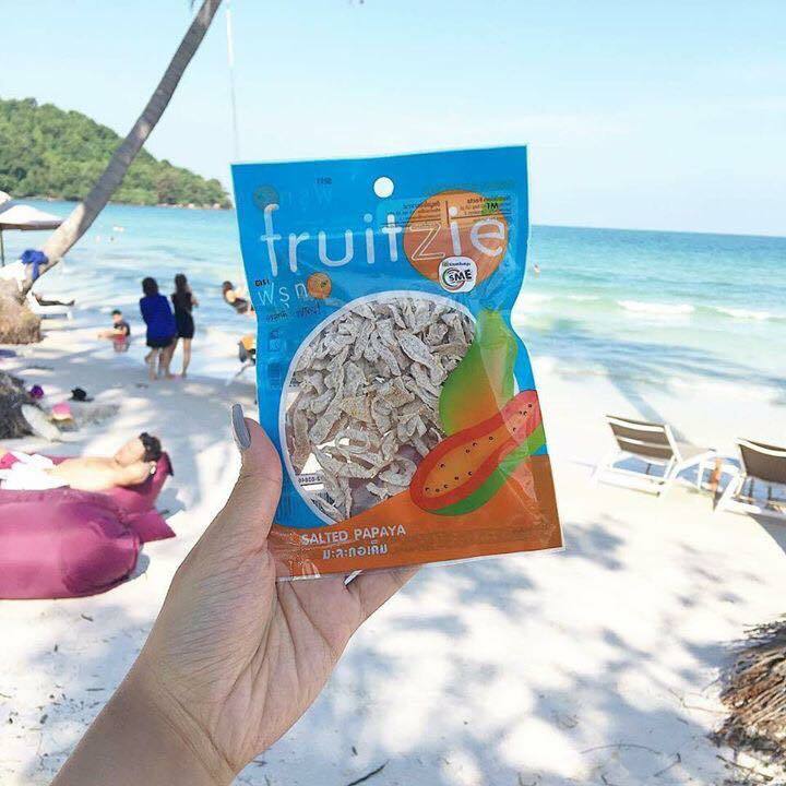 Fruitzie Dried Salted Papaya Thai Fruit Snack for Camping Party 1.76 oz. 50g.