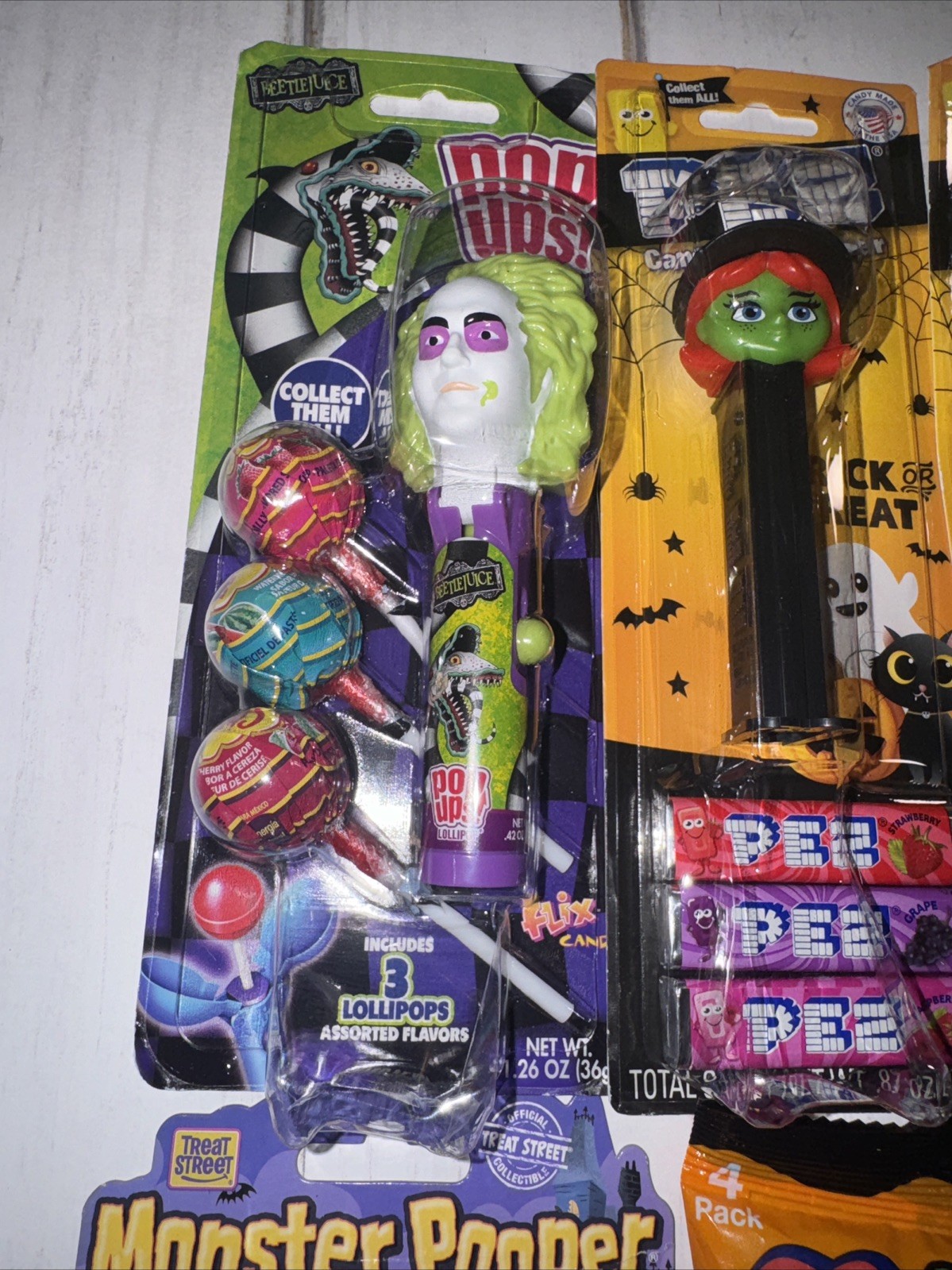 Beetlejuice Pop Ups! Flix Candy Lollipop Pez Lot Halloween Candy Monster Pooper