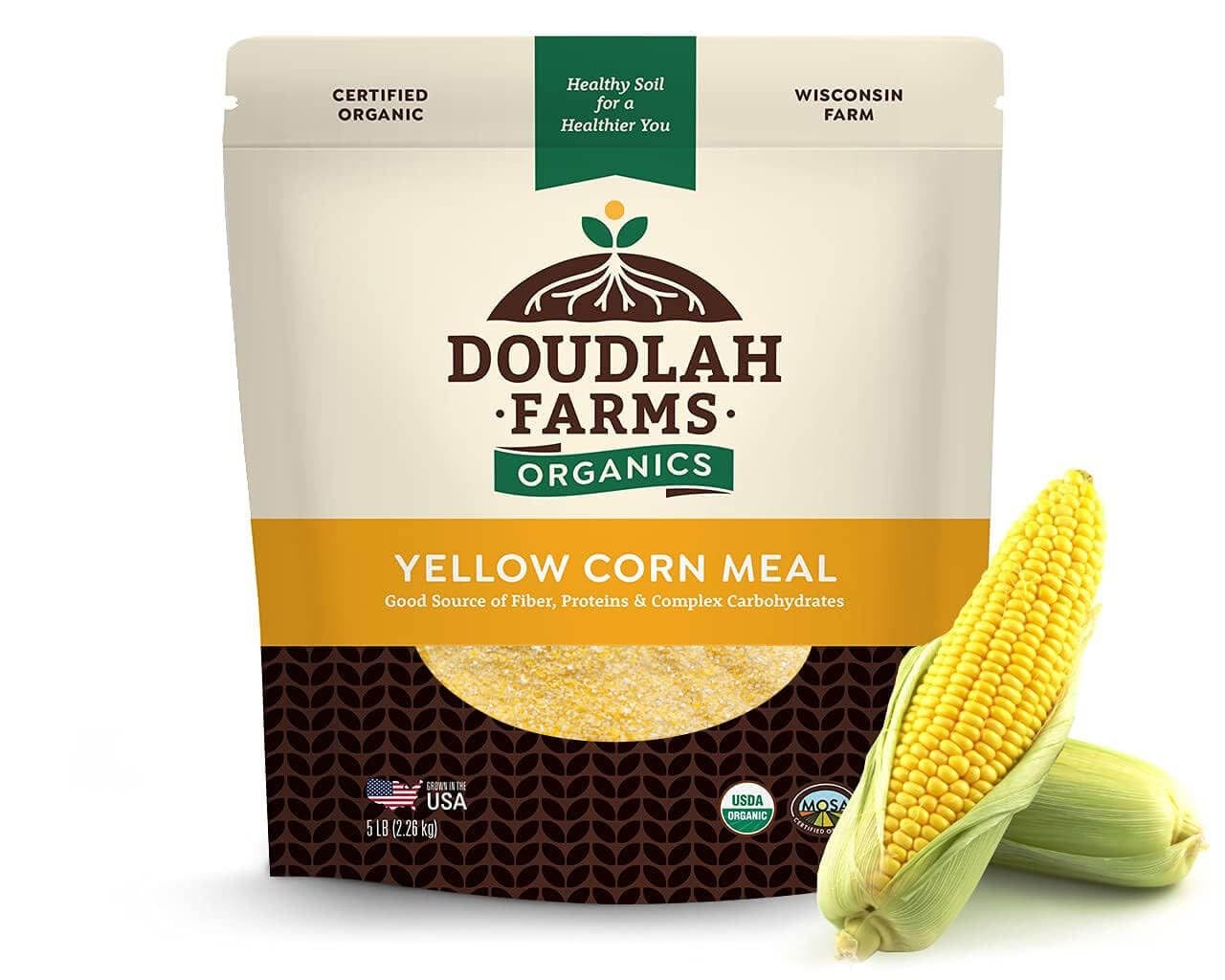 Organic Yellow Cornmeal 5 lb Fine Grind NonGMO, GlutenFree, SugarFree, Farme…