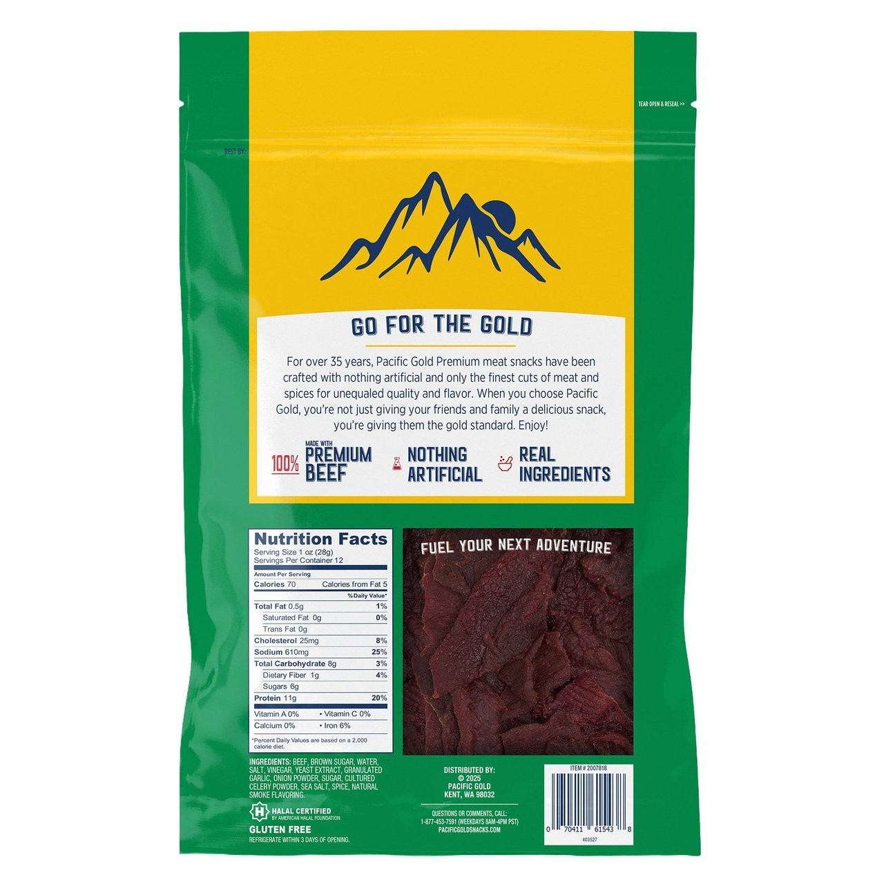 Pacific gold 12oz Halal Beef Jerky.