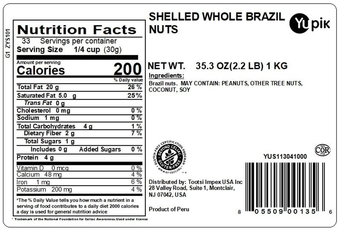 Yupik Raw Brazil Nuts, 2.2 Lb (35.2 Oz), Gluten-Free, Kosher, Shelled, Unsalted,