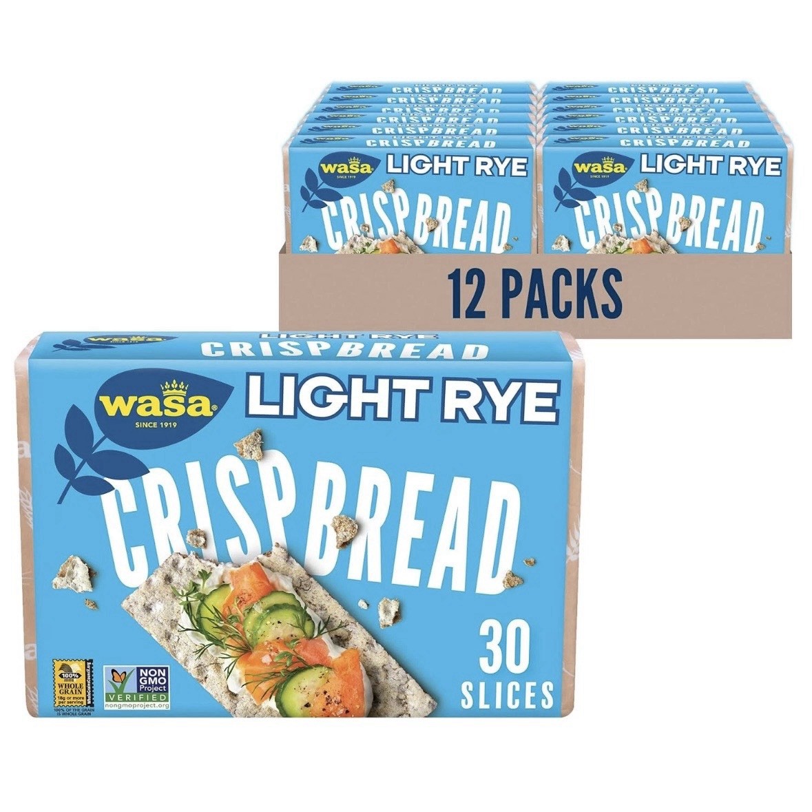 Wasa Light Rye Crispbread, 9.5 oz Pack of 12 High Fiber Crackers