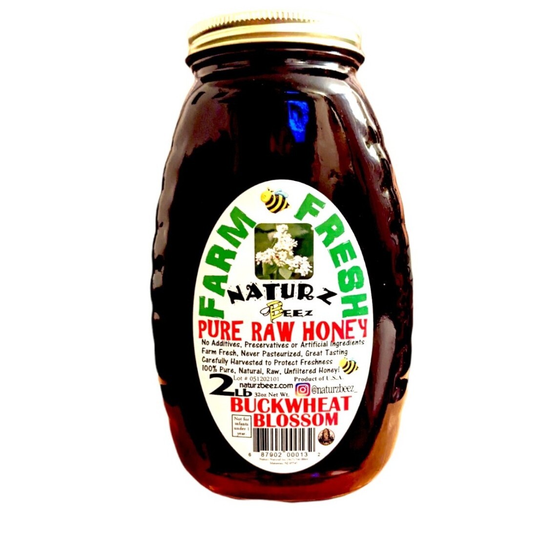 RAW HONEY BUCKWHEAT BLOSSOM HONEY 2LB 908g 100% PURE RAW Unfiltered