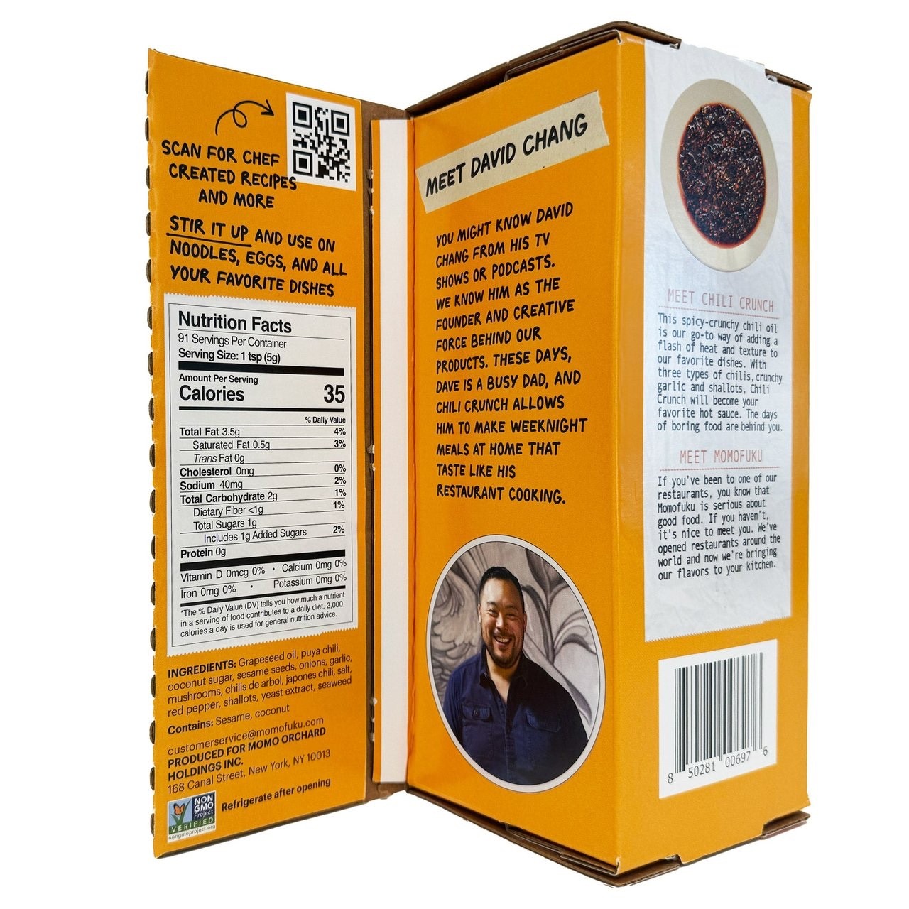 MOMOFUKU CHILI CRUNCH XL 16 OZ SPICY, CRUNCHY CHILI OIL, VEGAN, CHEF DAVID CHANG