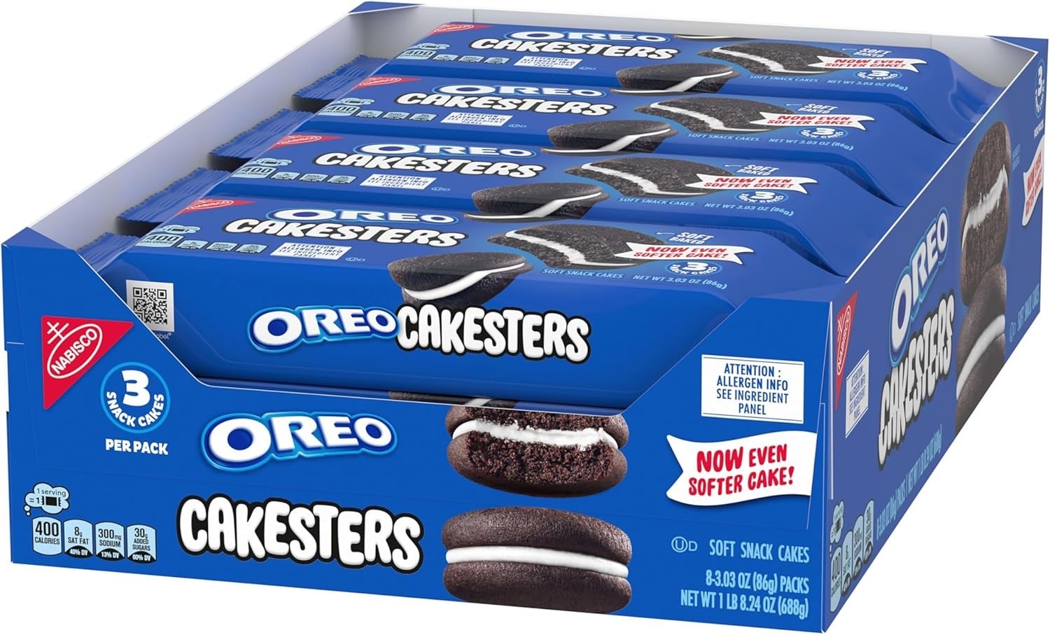 OREO Cakesters Soft Snack Cakes, 8-3.03 oz Snack Packs