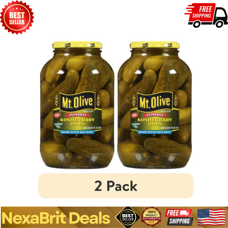 (2 pack) Mt. Olive Kosher Baby Dill Jumbo Pickles – 66 fl oz