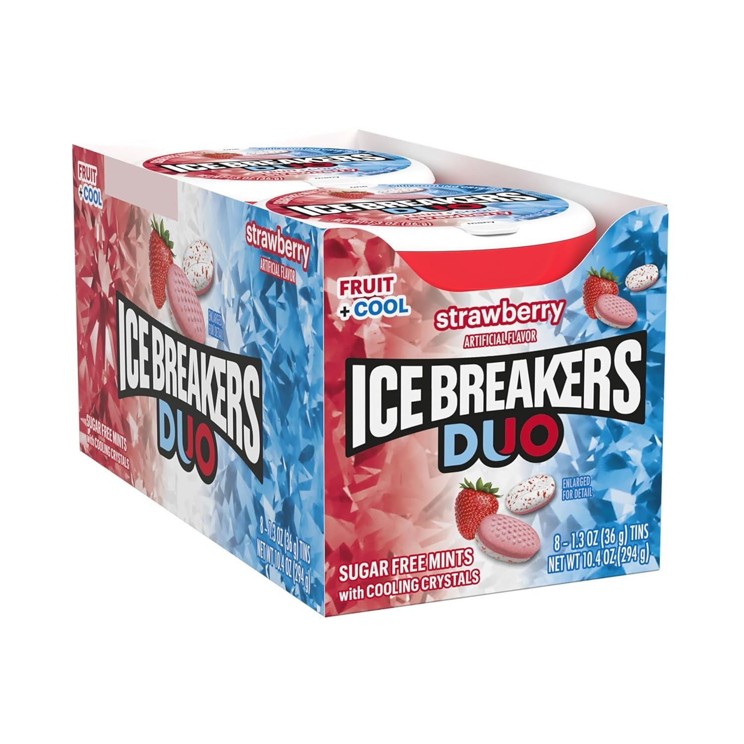 Duo Fruit Plus Cool Strawberry Flavored Sugar Free Mints Pucks, 1.3 oz (8 Count)
