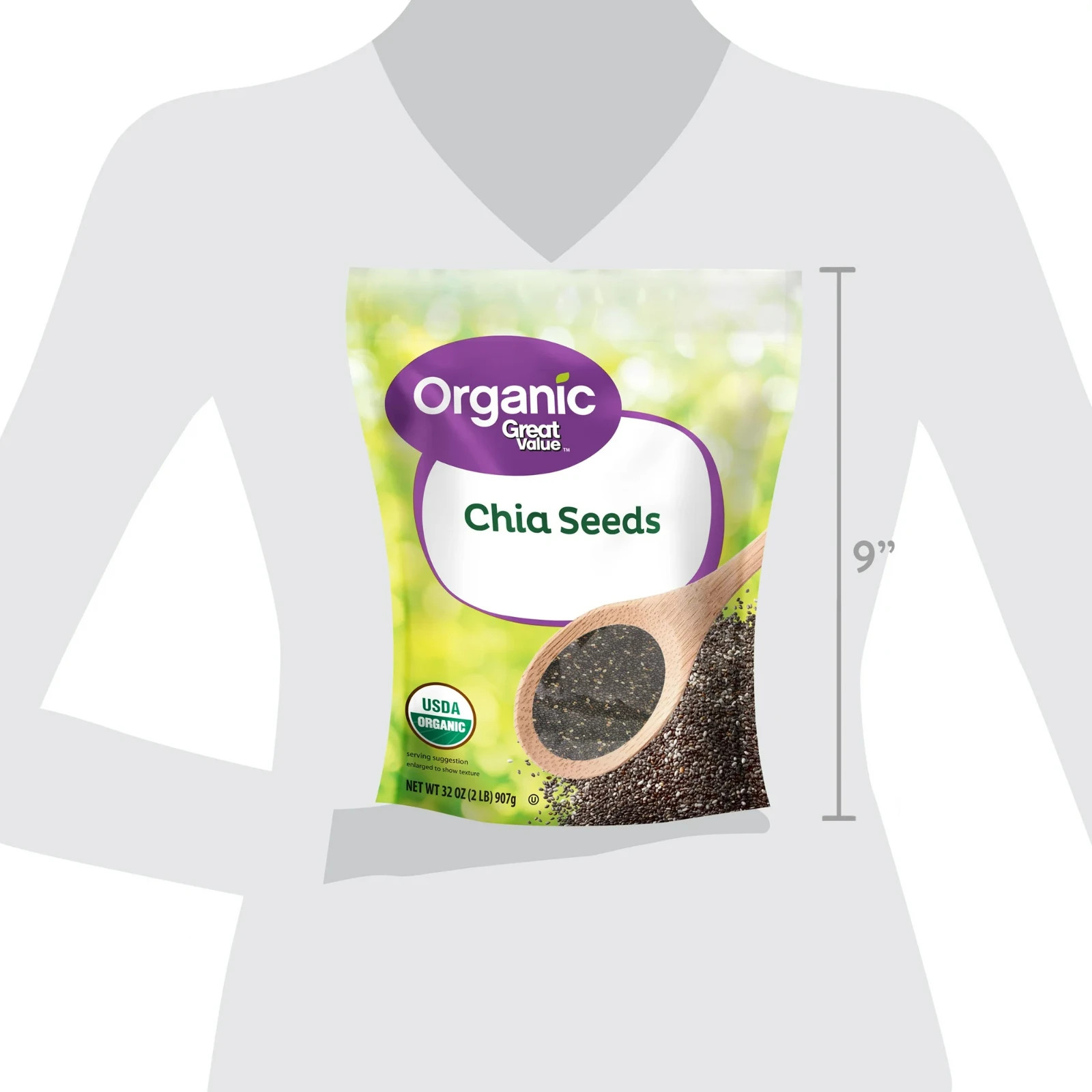 Great Value Organic Chia Seeds 32 oz(907)g USDA Organic, Gluten-Free – 32 oz