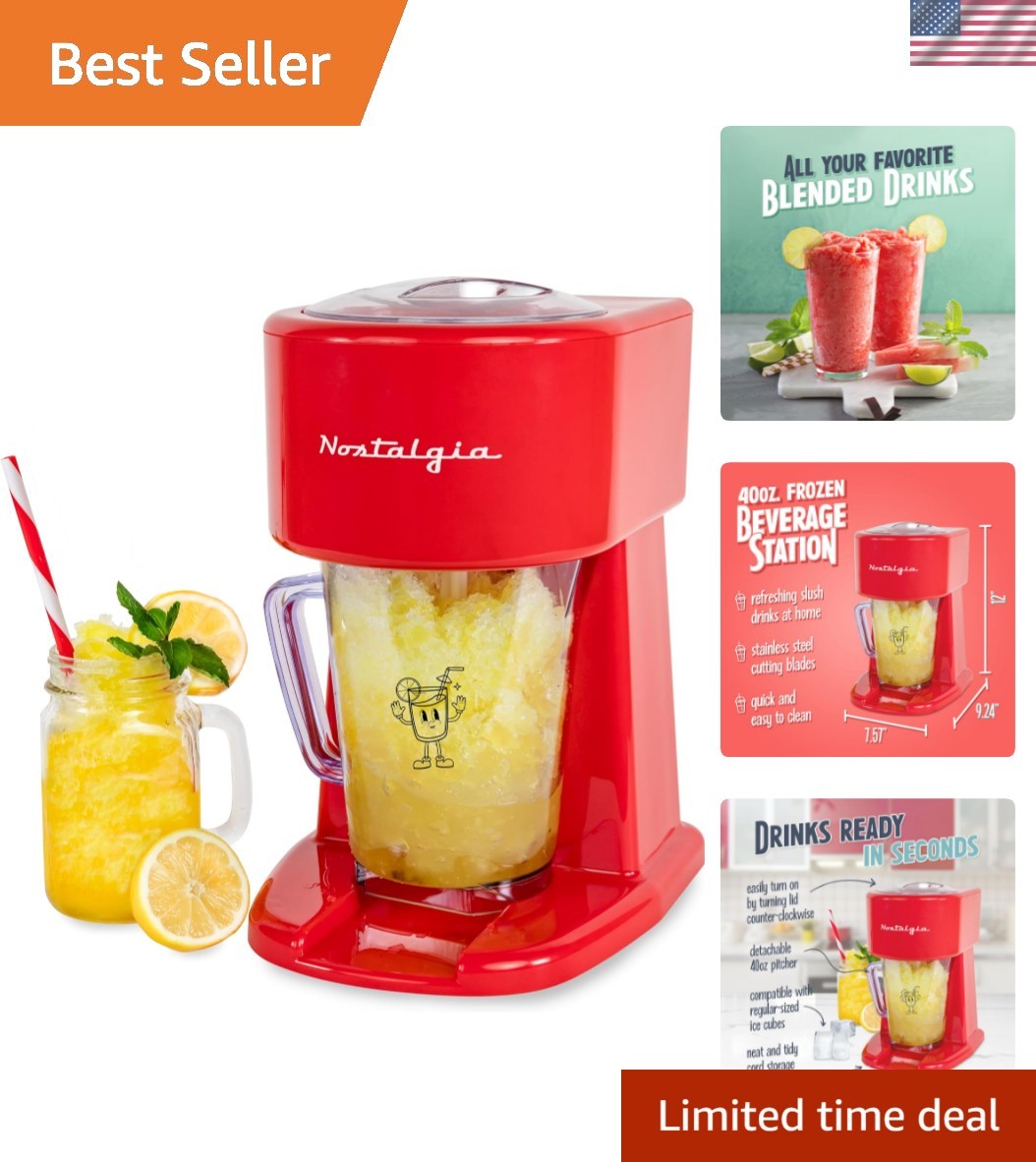 Retro 40-Ounce Frozen Beverage Station – Slushie Machine and Ice Shaver with …