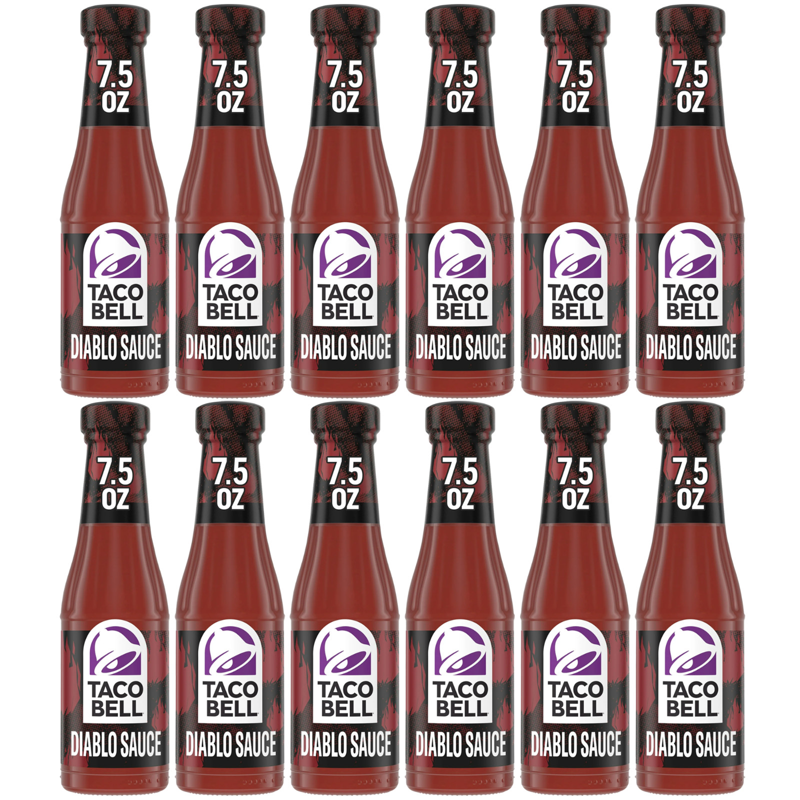 Taco Bell Diablo Sauce 12 Pack 7.5oz Glass Bottles Mexican Food Condiments Spicy