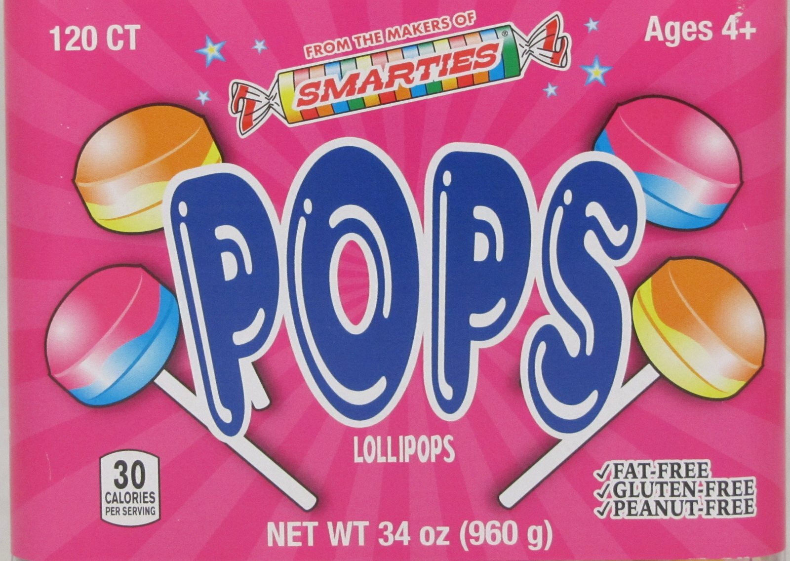Smarties Double Lollies Pops Candy 120 Ct Tub Suckers Lollipops Bulk OVER 2 LB