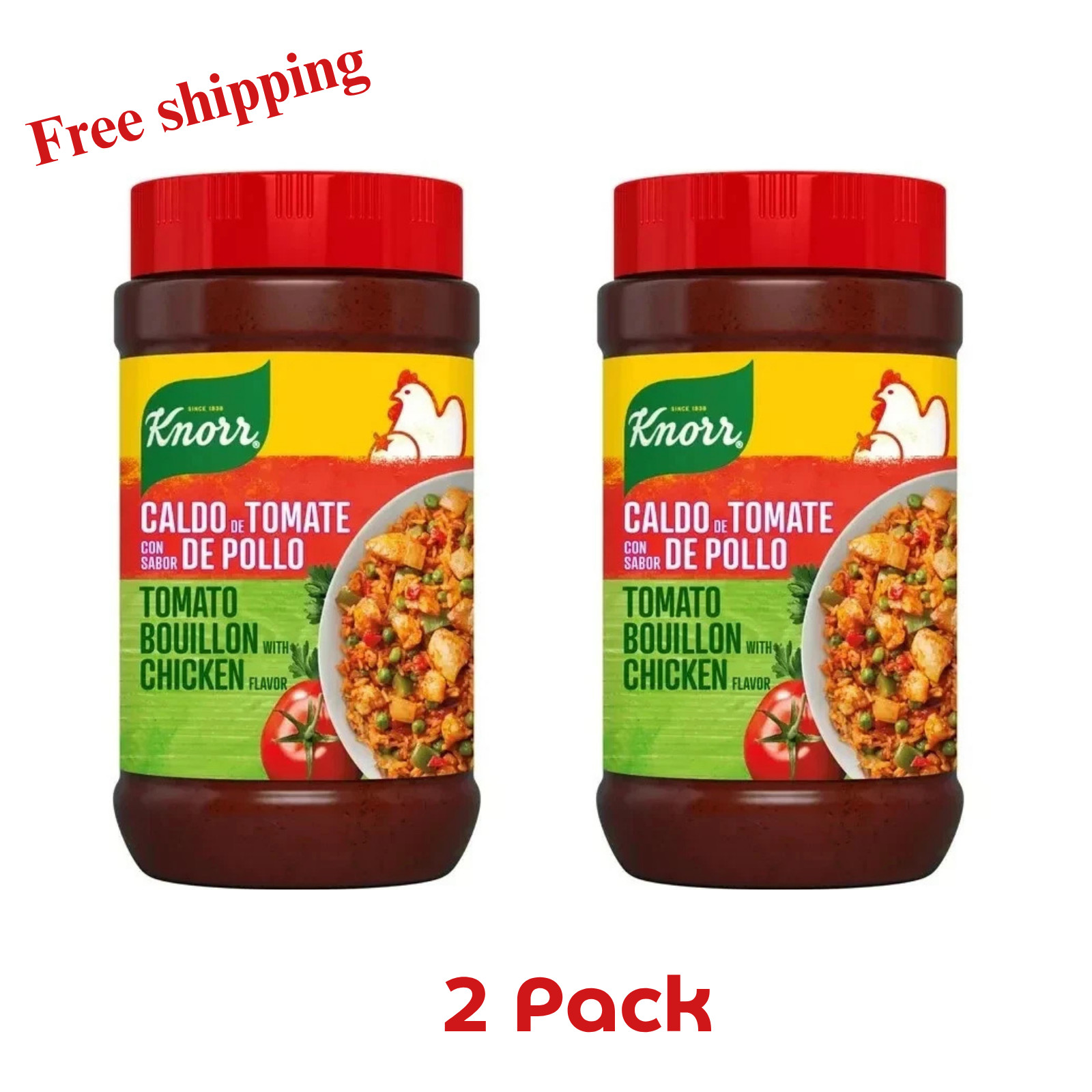 (2 Pack) Knorr Granulated Tomato with Chicken Flavor Bouillon Powder, 32 Oz Jar*