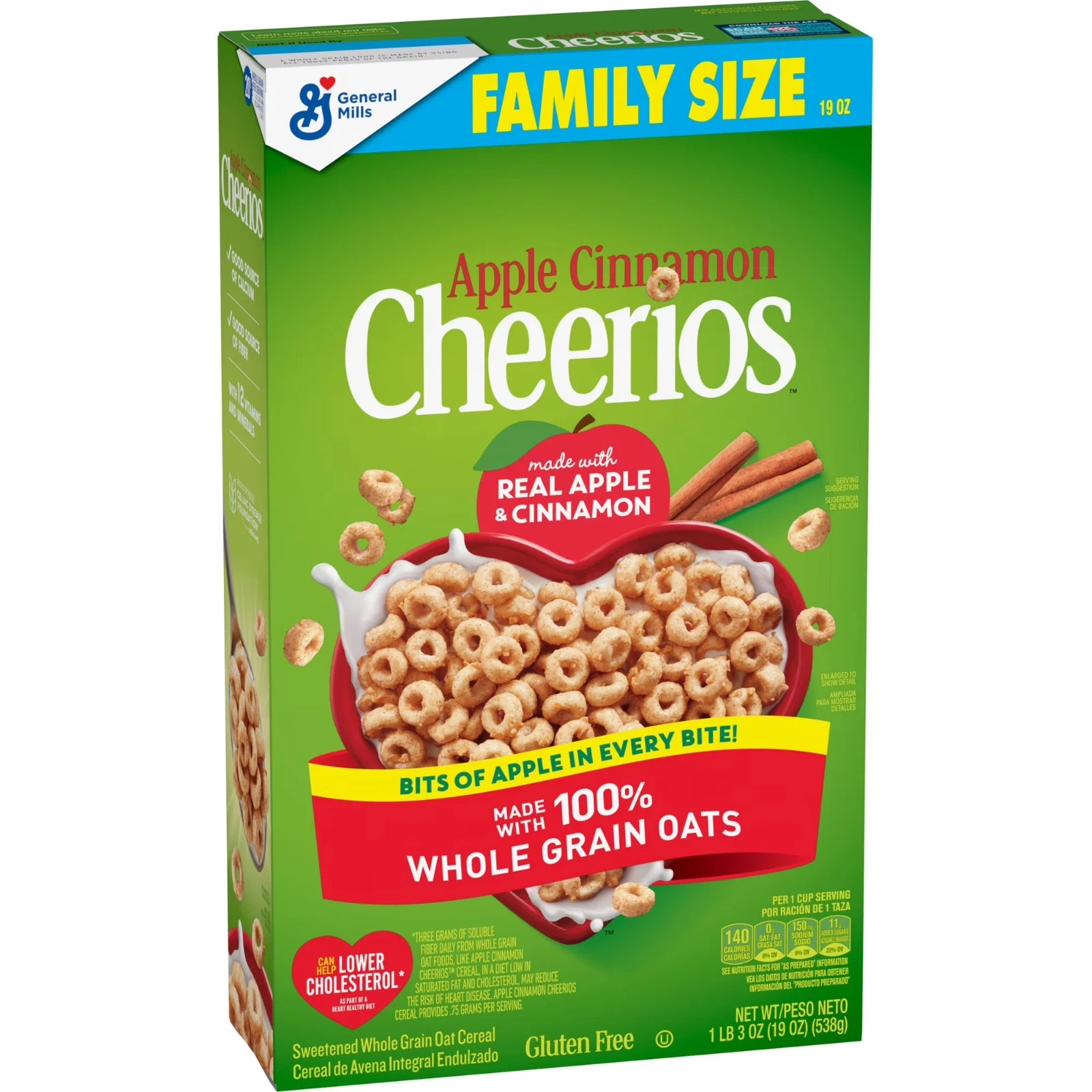 Apple Cinnamon Cheerios, Heart Healthy Gluten Free Breakfast Cereal, Family Size