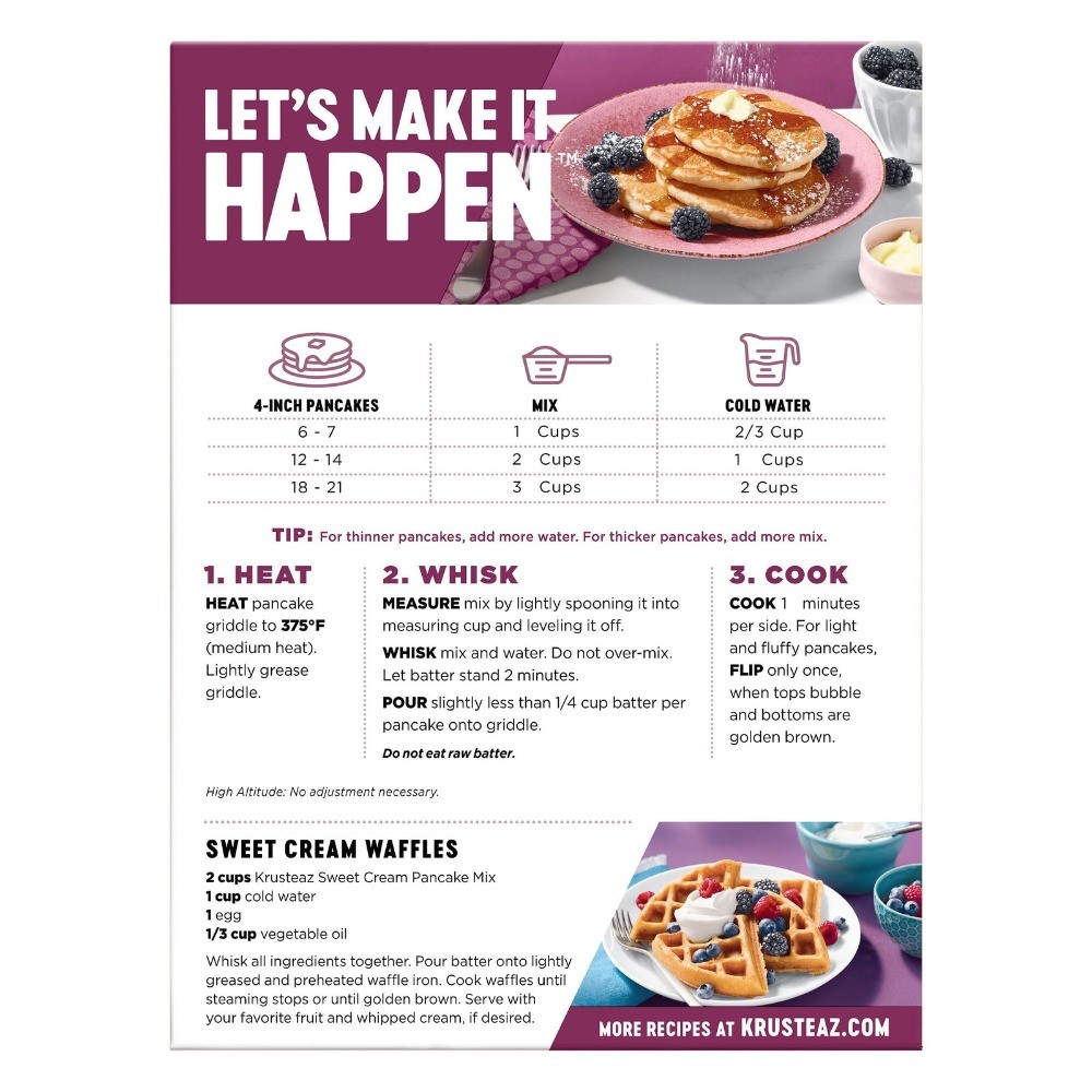 (4 pack) Krusteaz Sweet Cream Pancake and Waffle Mix, Light & Fluffy, 26 oz Box