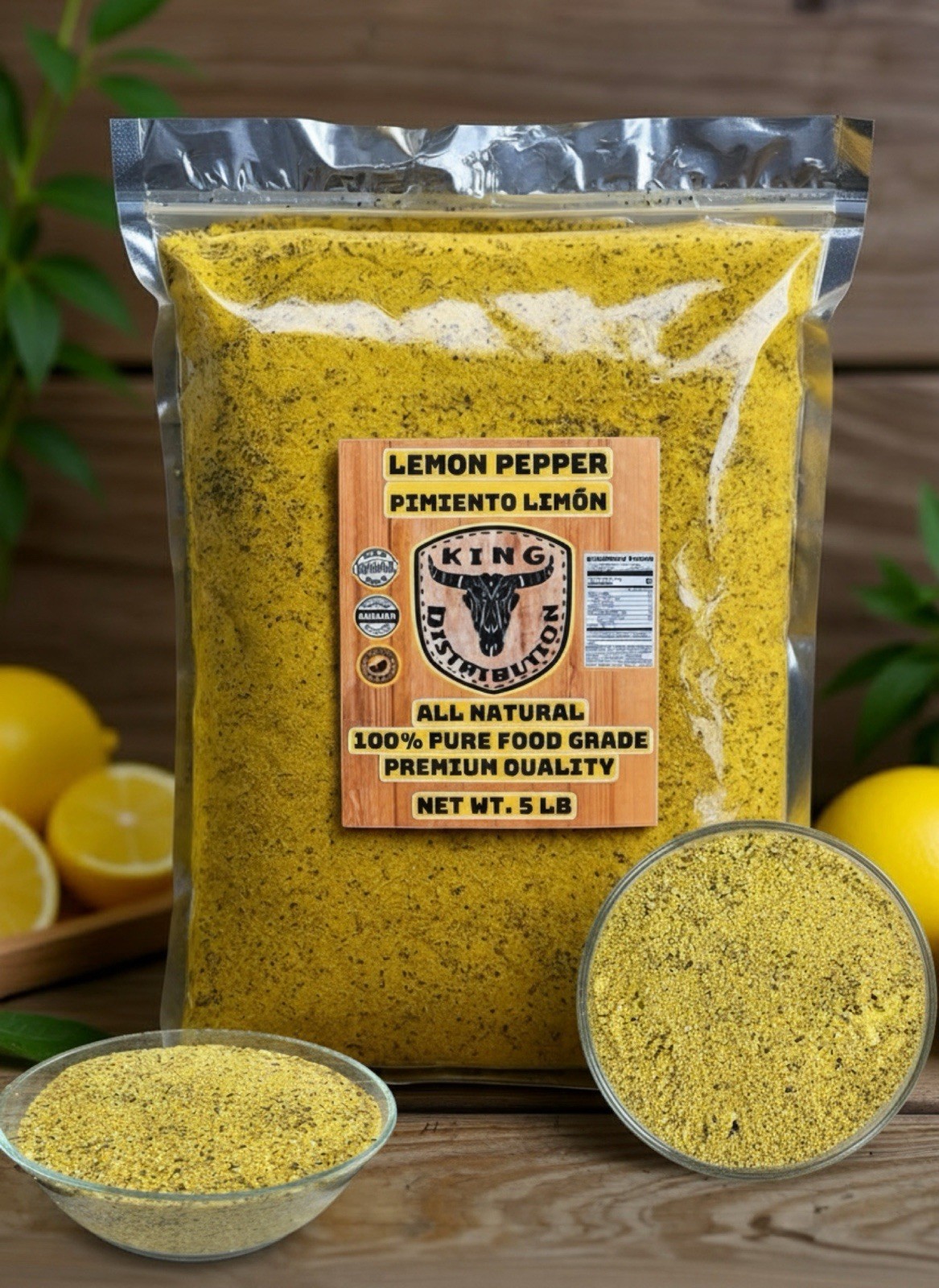 5 Lb Lemon Pepper Seasoning -all Natural & delicious King Distribution