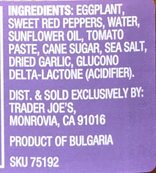 Trader Joe’s Eggplant Garlic Spread with Sweet Red Peppers 2-Pack (12oz Each)