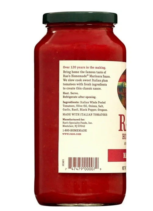 Rao’s Homemade Marinara Sauce, Low Carb, All-Natural Spaghetti Sauce, 24 Oz
