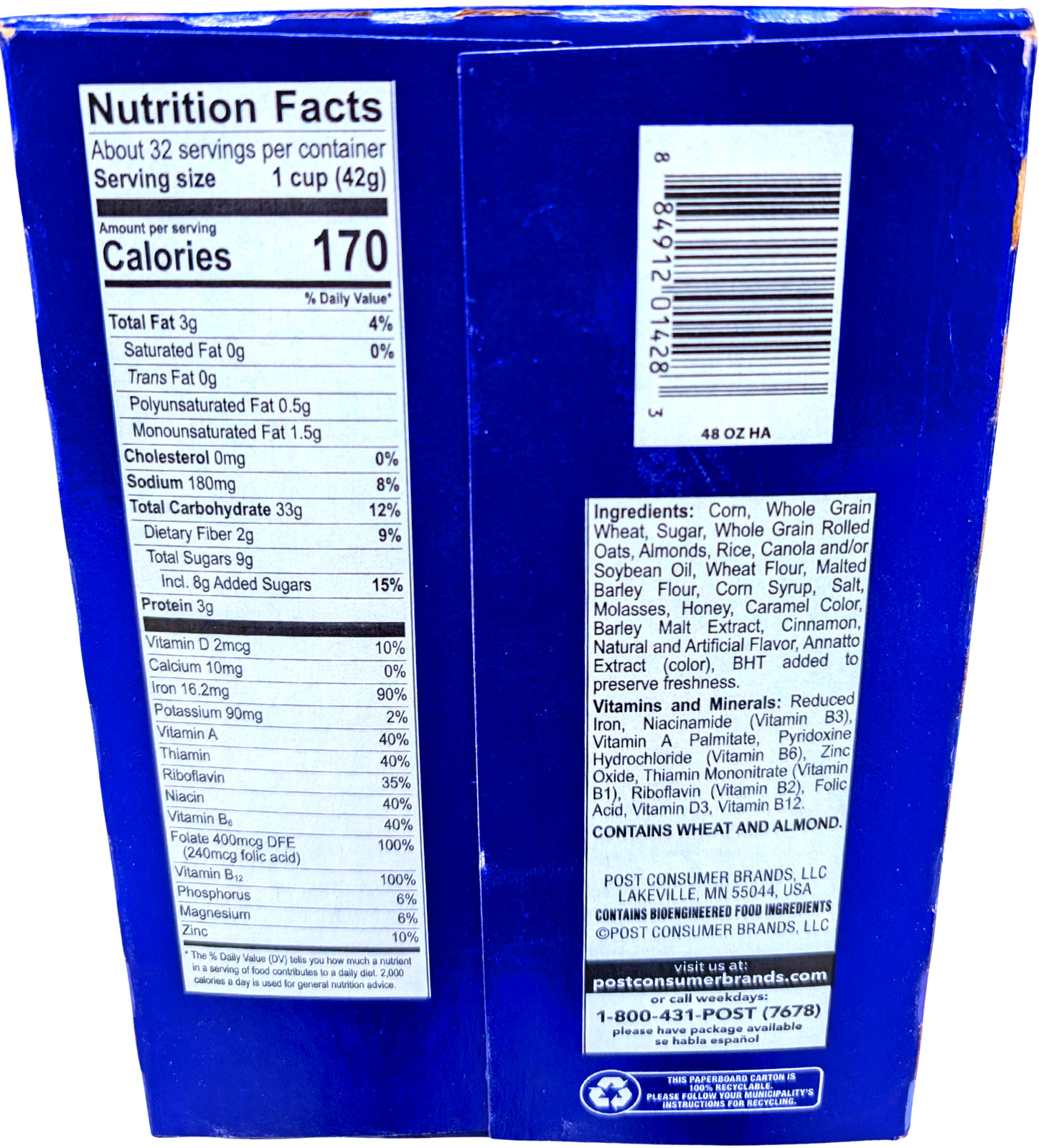 Post Honey Bunches of Oats with Crispy Almonds 48 Oz. EXP 07/2026