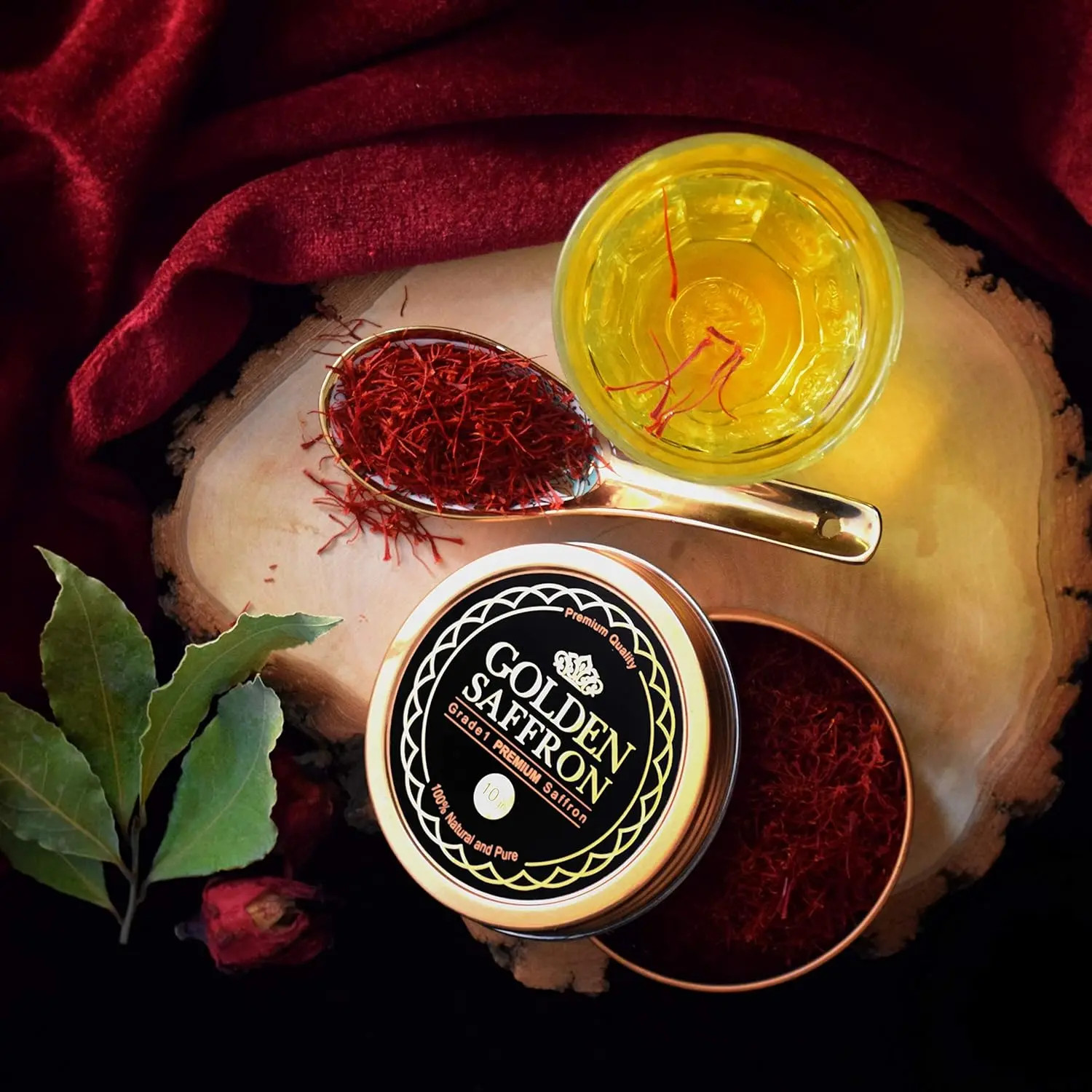 Golden Saffron, Finest Pure Premium All Red Saffron Threads, Grade A+ Super Negi