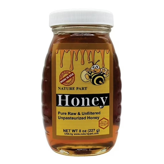 Nature Part 100% Pure, Raw and Unfiltered Honey 8 oz Glass Jar