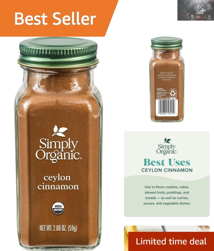 Versatile Ceylon Cinnamon Powder, 2.08 Oz Glass Jar – Organic & Certified