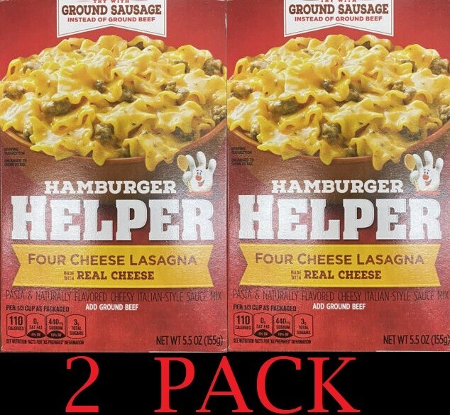 2x Betty Crocker Hamburger Helper 4 FOUR CHEESE LASAGNA Mix 5.5 oz Box – 2 PACK