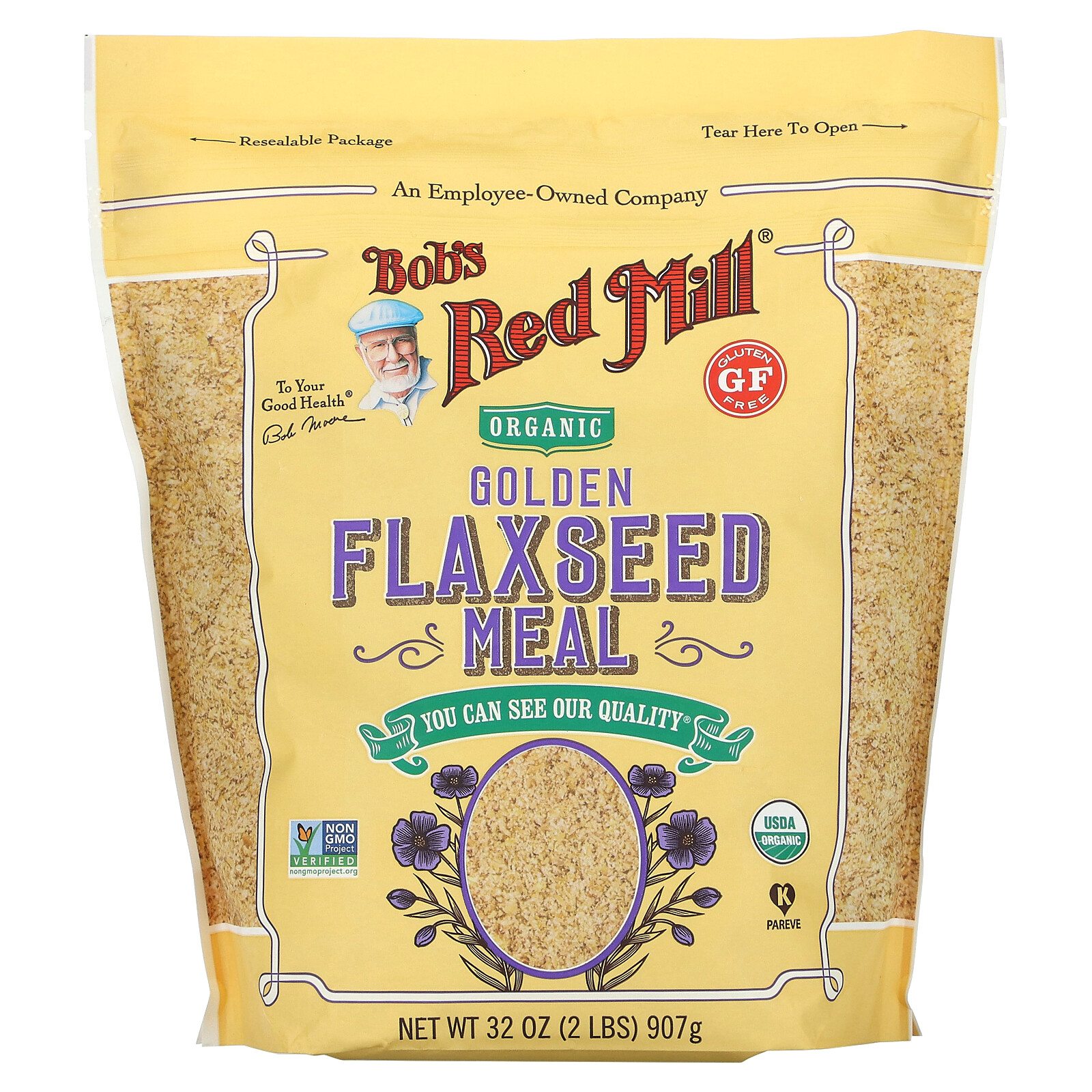 Bob s Red Mill Organic Golden Flaxseed Meal 32 oz 907 g Gluten-Free, Kosher,