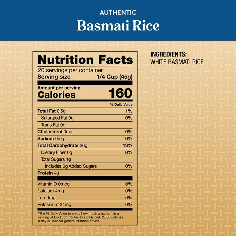Authentic Royal Naturally Aged Indian White Basmati Rice, Long-Grain, 5 LB