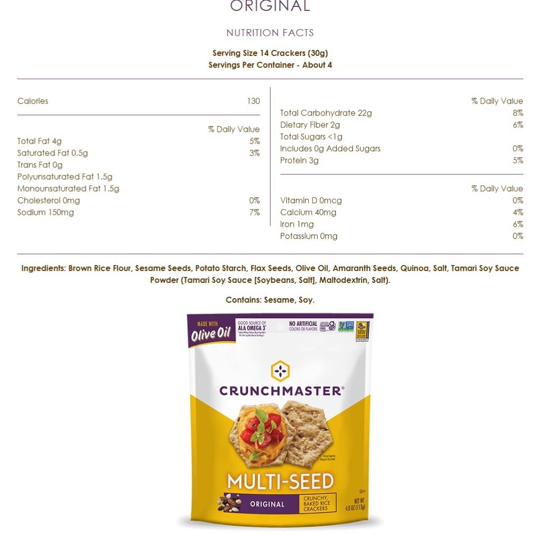Crunchmaster Multiseed & Multigrain Crackers Variety Pack-6 Flavor Variety Pack