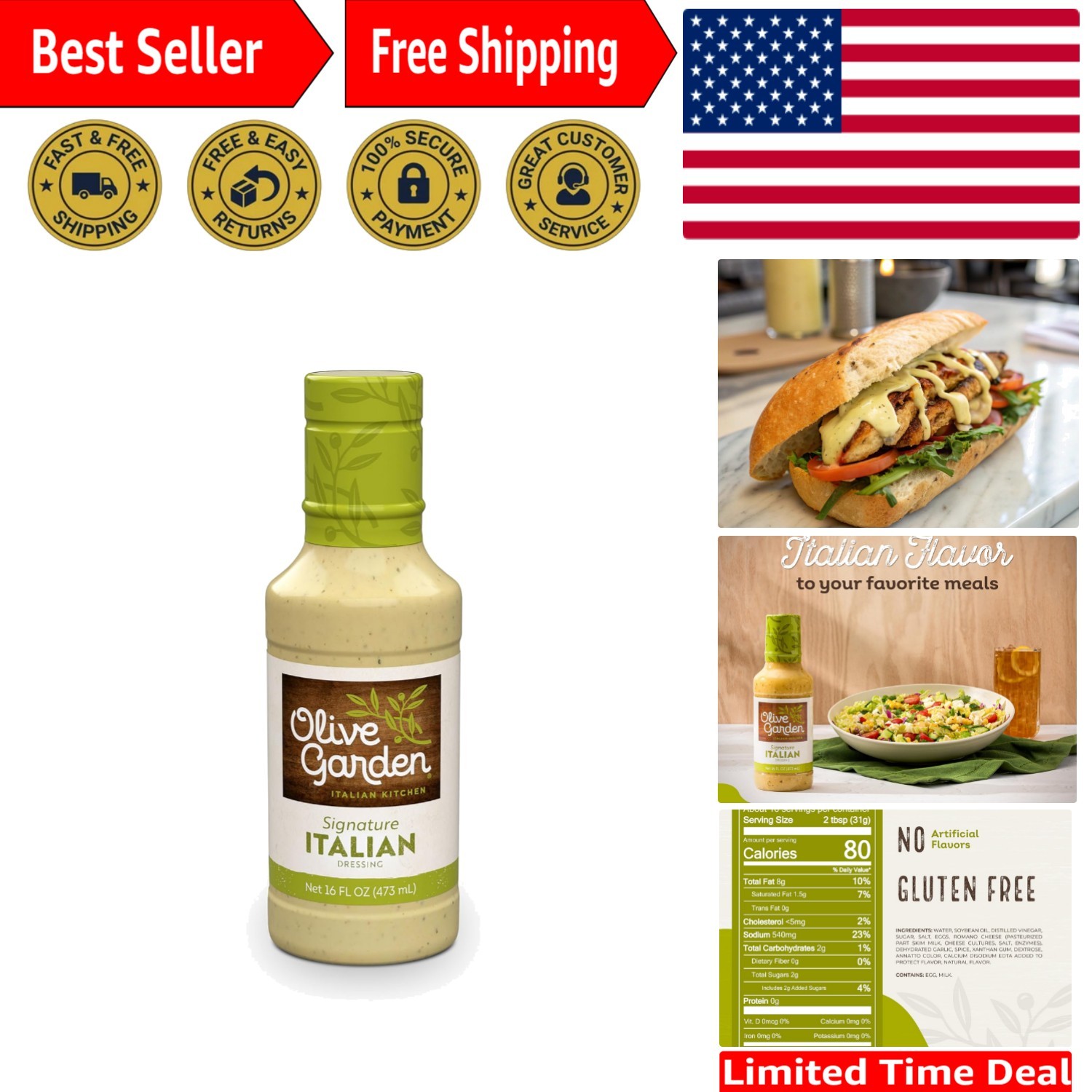 16 Fl Oz Signature Italian Dressing – Perfect Marinade & Dip with No Additives
