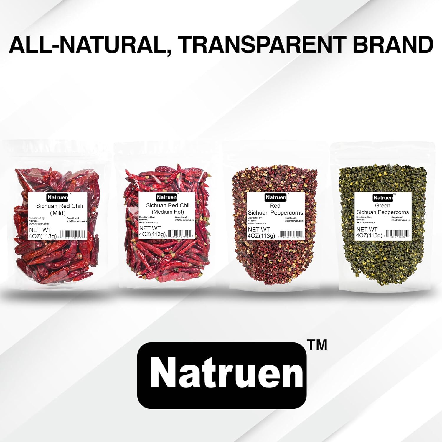 Natruen Whole Dry Szechuan Chinese Red Chili Pods 4oz (Medium Hot)