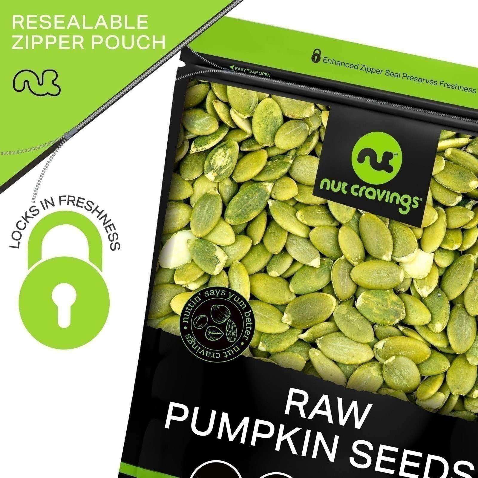 Nut Cravings – Raw Pumpkin Seeds Pepitas, Unsalted, Shelled, (80oz – 5 LB)…