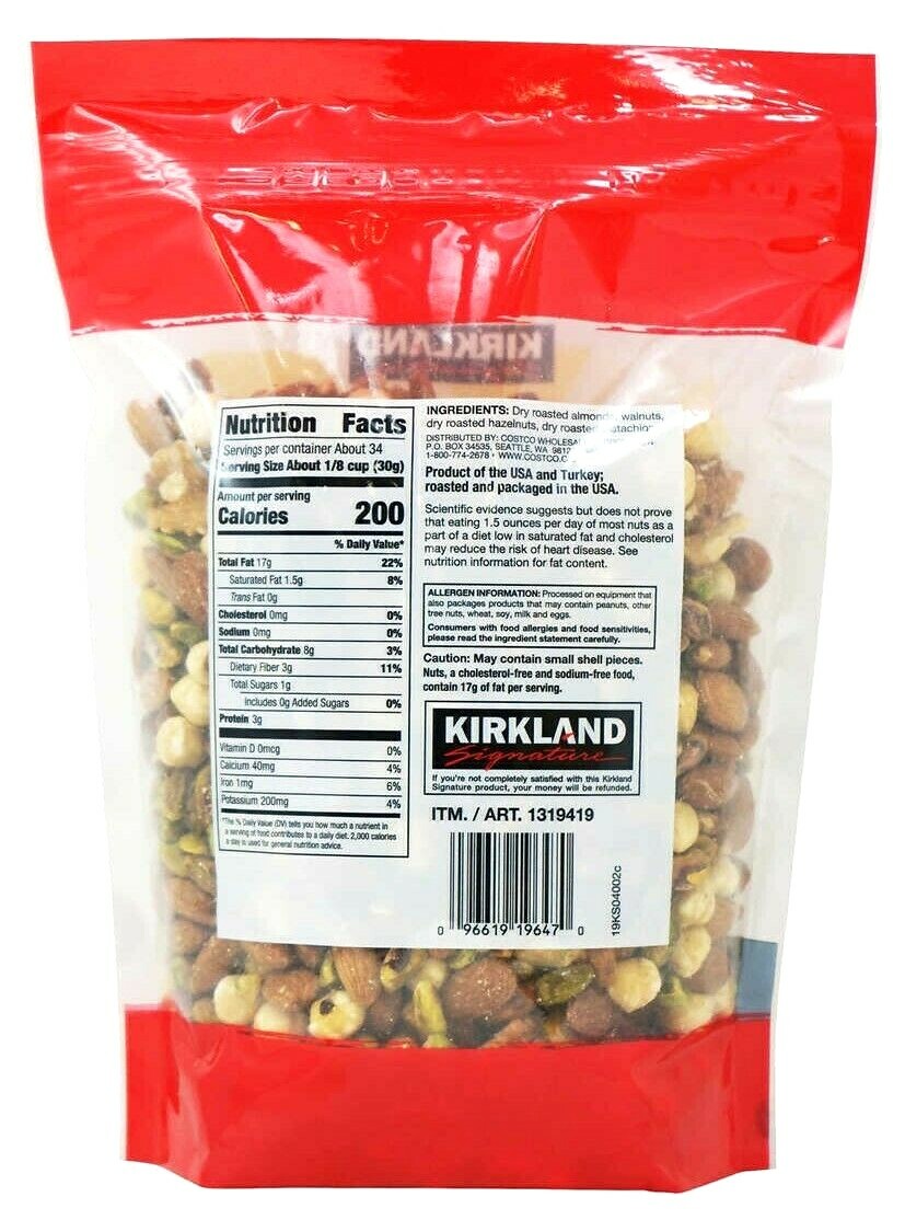 2 Packs Kirkland Signature Heart Healthy Mixed Nuts 36 oz Each Pack, Total 72 oz
