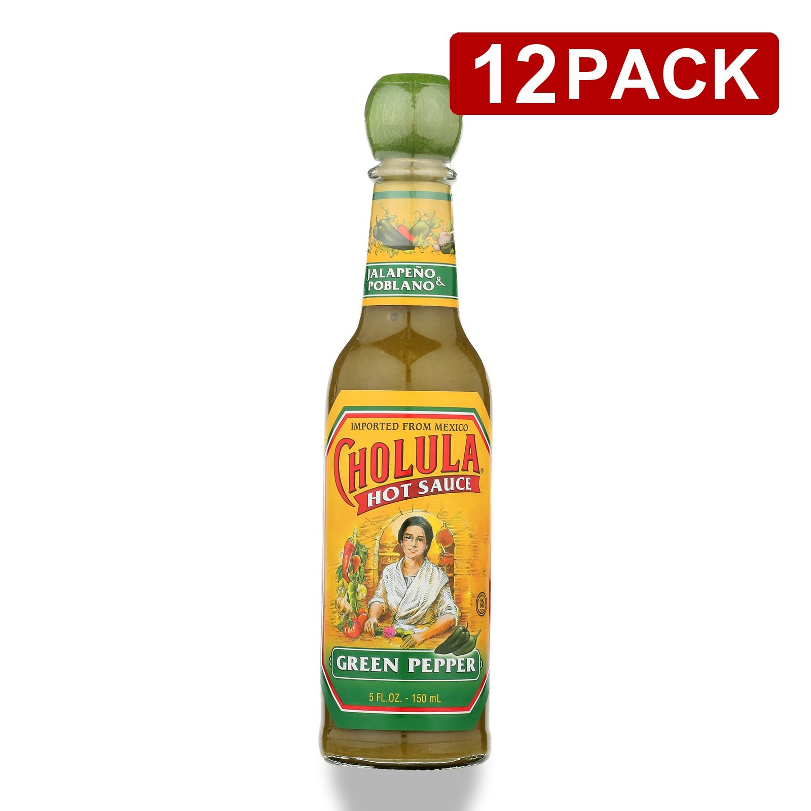 Green Pepper Cholula Hot Sauce 5 Fl Oz Bottle 12 Pack