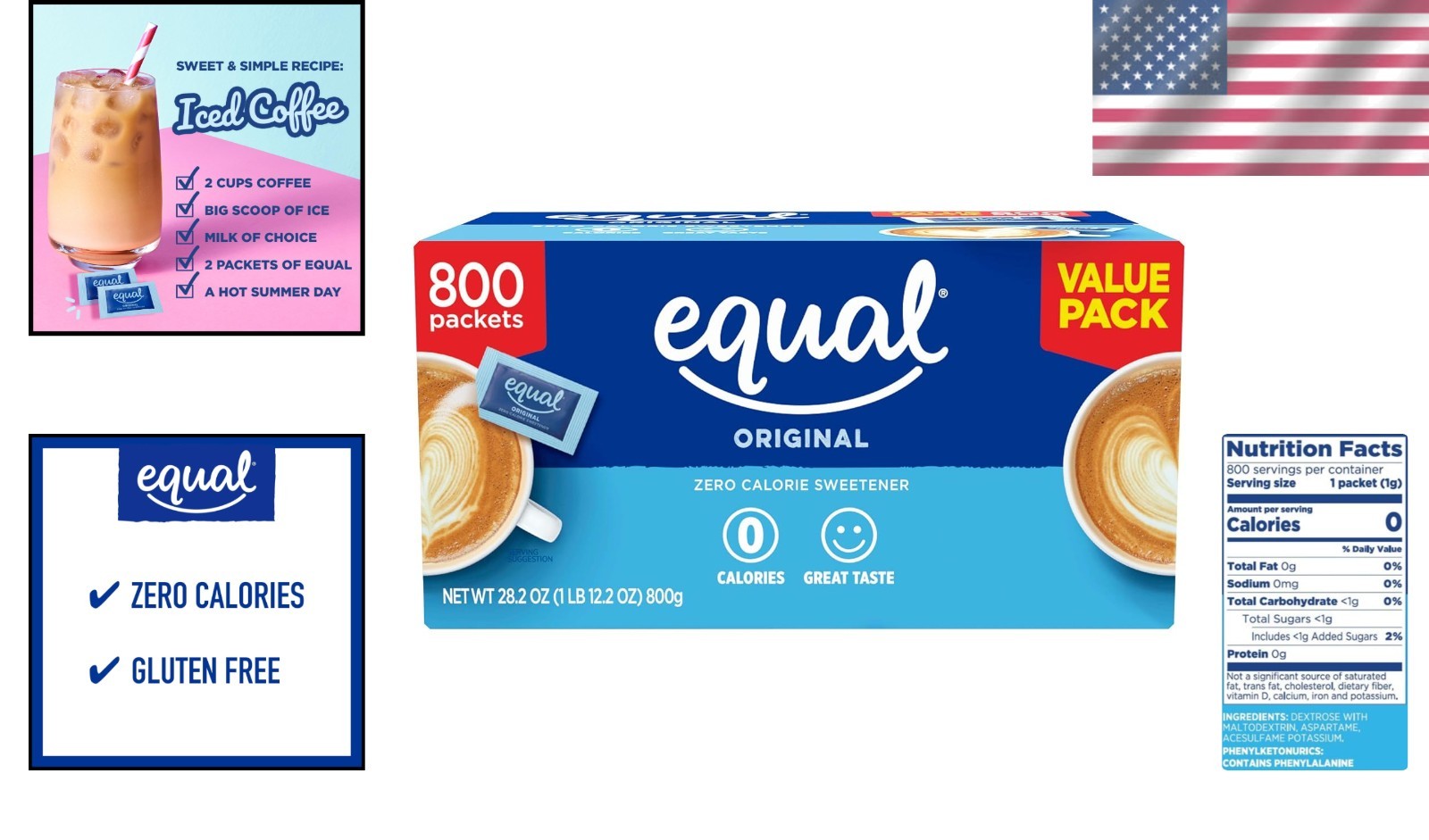 800 Count Zero Calorie Sweetener Packets – Aspartame & Acesulfame-K Blend