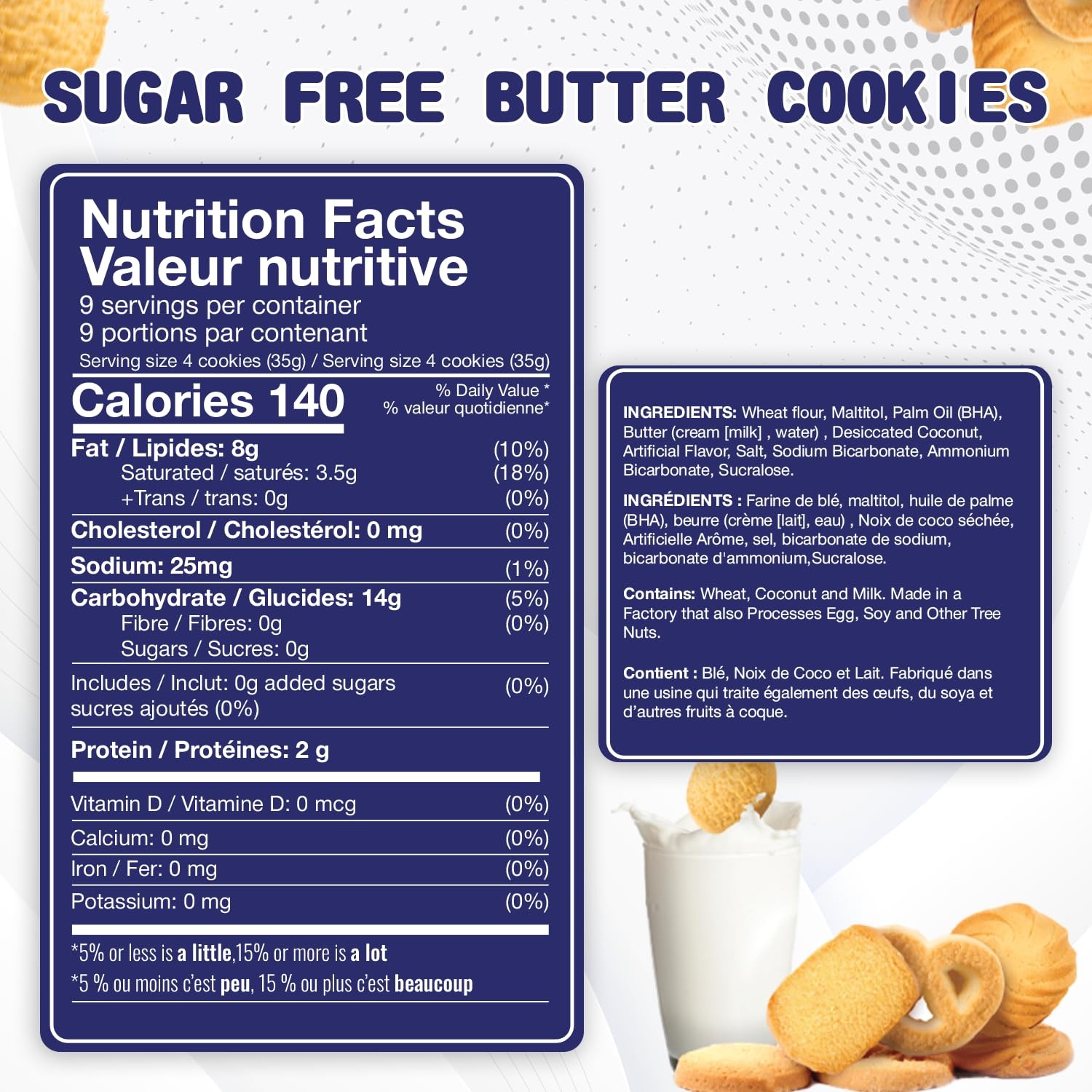Sugar Free Butter Cookies 36 Count Traditional 19.1 cm x 5.5 x 19.3